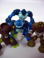 Playmates Gormiti Spores, Cannon Trunk, Hypnofrog, and Carrapax